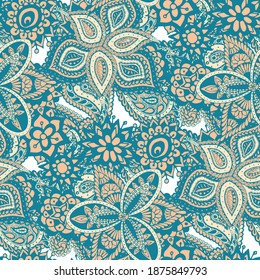 Seamless Paisley Texture. Gentle Indonesian