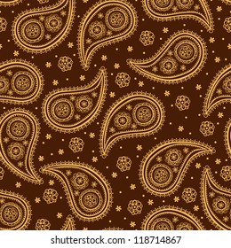 Seamless paisley texture. Indian ornament.