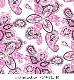 Seamless Paisley Texture. Trendy Asian Rapport.