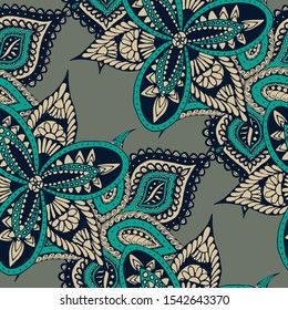 Seamless Paisley Texture. Trendy Asian Rapport.