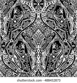 Seamless paisley vector pattern, india design, oriental neck print, floral indian ornament, decorative motif for textile, wrapping, wallpaper