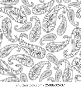 seamless paisley vector pattern on white background