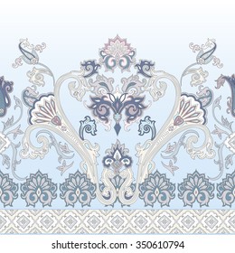 Seamless paisley vector  pattern, wrapping paper design, Decoration neckerchief, oriental neck print, floral chinese ornament, decorative border for textile, wrapping,  wallpaper. Bohemian boho design