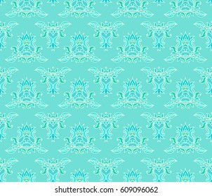 Seamless pale turquoise ornamental pattern