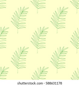 Seamless palm branch pattern, diagonal order, wrapping