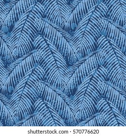 Seamless palm leaf and flower pattern