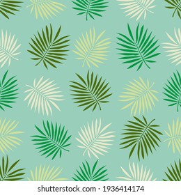 seamless palm leaf pattern in vector. for a summer greeting card or a nature feel. for gift covers and fabric patterns