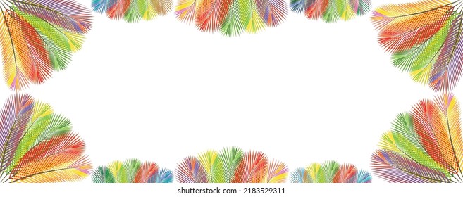 Seamless palm leaves background,frame illustration. Vector illustration repeating