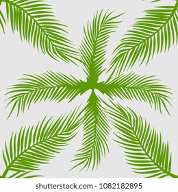 Seamless palm leaves. Coconut leaf pattern for summer holiday fashion textile or background. Green tropical ready for print.