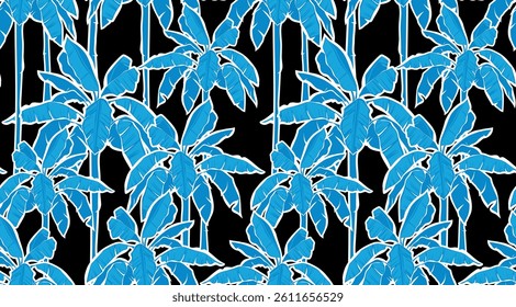 Seamless palm leaves pattern. Hand draw tropical leaves pattern.