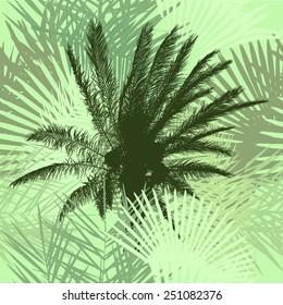 Seamless palm leaves. Vector