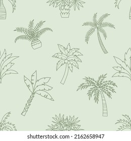 Seamless palm outline cartoon pattern