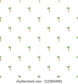 Seamless palm pattern. Colored palm background. Doodle tropic pattern with green palms. Vintage palms pattern