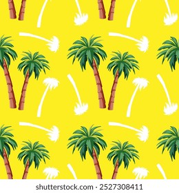 Seamless palm tree design on yellow background