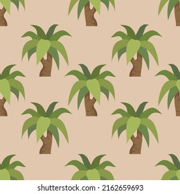 Seamless palm tree illustration cartoon pattern