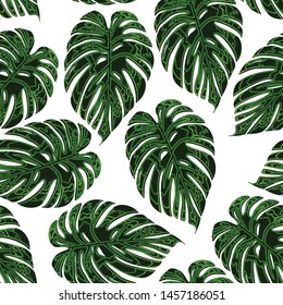 Dibujo de mano de diseño de hojas de palmera sin costura