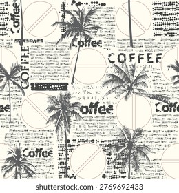 seamless palm tree pattern on patchwork