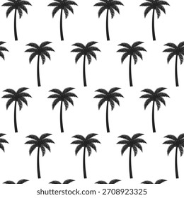 Seamless palm tree pattern. Palm tree silhouettes for tropical design. Tropical background. Vector illustration