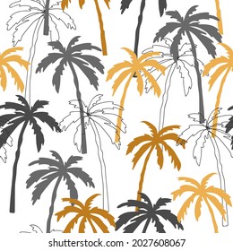 Seamless palm tree pattern. Vector tropical background.