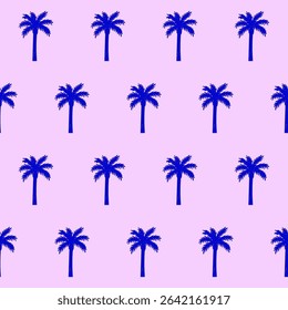 Seamless Palm Tree Textile Print Pattern. Mediterranean Atmosphere. Travel Vacation Rest Theme. Summer Resort Fabric Swatch Doodle Line Art Hand Crafted Decoration. Simple Sketch Outline Drawing.