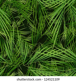 Seamless Palm Trees Leaves Wallpaper/ Illustration of a seamless wallpaper background with palm trees leaves for tropical and vegetation patterns