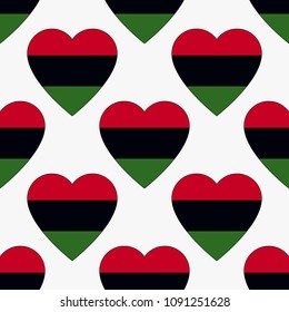 seamless pan-African flag background in the form of hearts