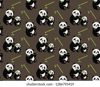 Seamless panda bear pattern. Vector illustration. 