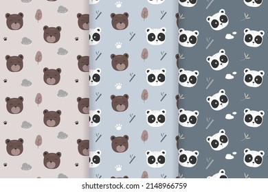 seamless panda pattern and bear pattern
