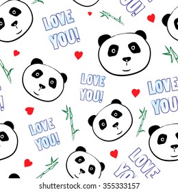 Seamless pandas pattern. Vector illustration.