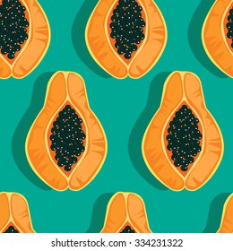 Seamless Papaya Pattern - Illustration