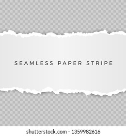 Seamless paper border.  Paper texture with damaged edge isolated on transparent background. Vector illustration