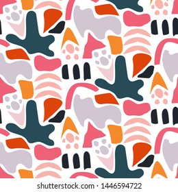 Seamless paper cut texture with geometric abstract shapes vector.