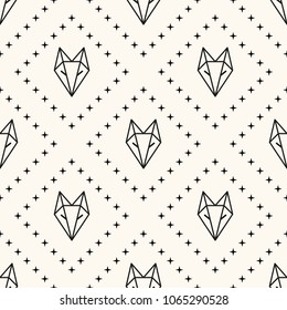 Seamless paper fox origami pattern background. Modern stylish texture.