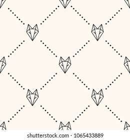 Seamless paper fox origami pattern background