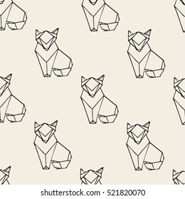 Seamless paper fox origami pattern background