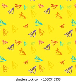Seamless paper plane pattern background