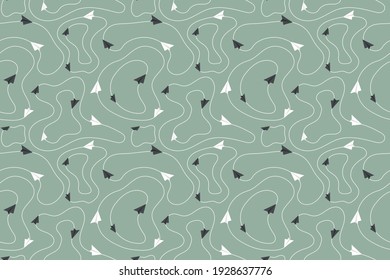 Seamless Paper Planes Pattern in Pastel Colors. 
