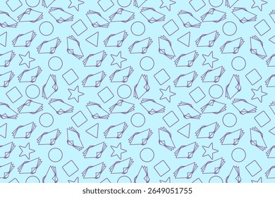 Seamless paper sheet pattern with quirky abstract repeat, colorful playful background, scattered pages for education, study habit, learning stress, academic deadline and modern school themes.