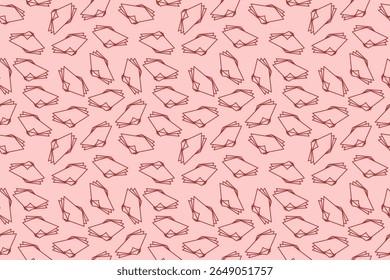 Seamless paper sheet pattern with quirky abstract repeat, colorful playful background, scattered pages for education, study habit, learning stress, academic deadline and modern school themes.