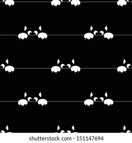 seamless papttern with black small cat is afraid of punishment