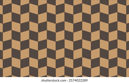 Seamless parallelogram pattern in light and dark brown, abstract background