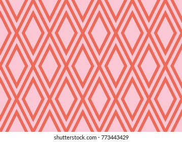 Seamless parallelogram pattern vector. Red on pink. Design print for wallpaper, textile, fashion.