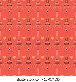 seamless Paris pattern with big heart