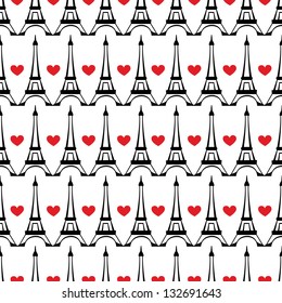 seamless Paris pattern with big heart