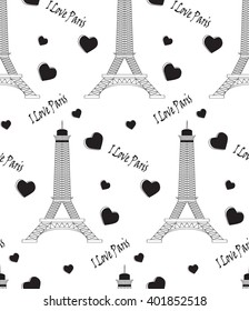 seamless Paris pattern with big heart