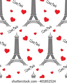 seamless Paris pattern with big heart