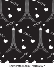 seamless Paris pattern with big heart