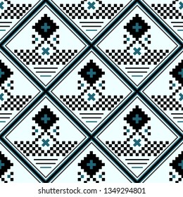 seamless part of embroidered good like handmade cross-stitch ethnic seamless pattern black, white and red. eps10