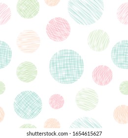 seamless party background with colorful circles on white, vector illustration with fabric textured circles, surface pattern design
