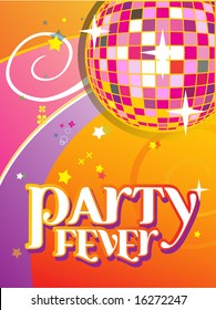 Seamless Party Banner with Disco Ball. Vector Template. For more illustrations VISIT MY GALLERY.